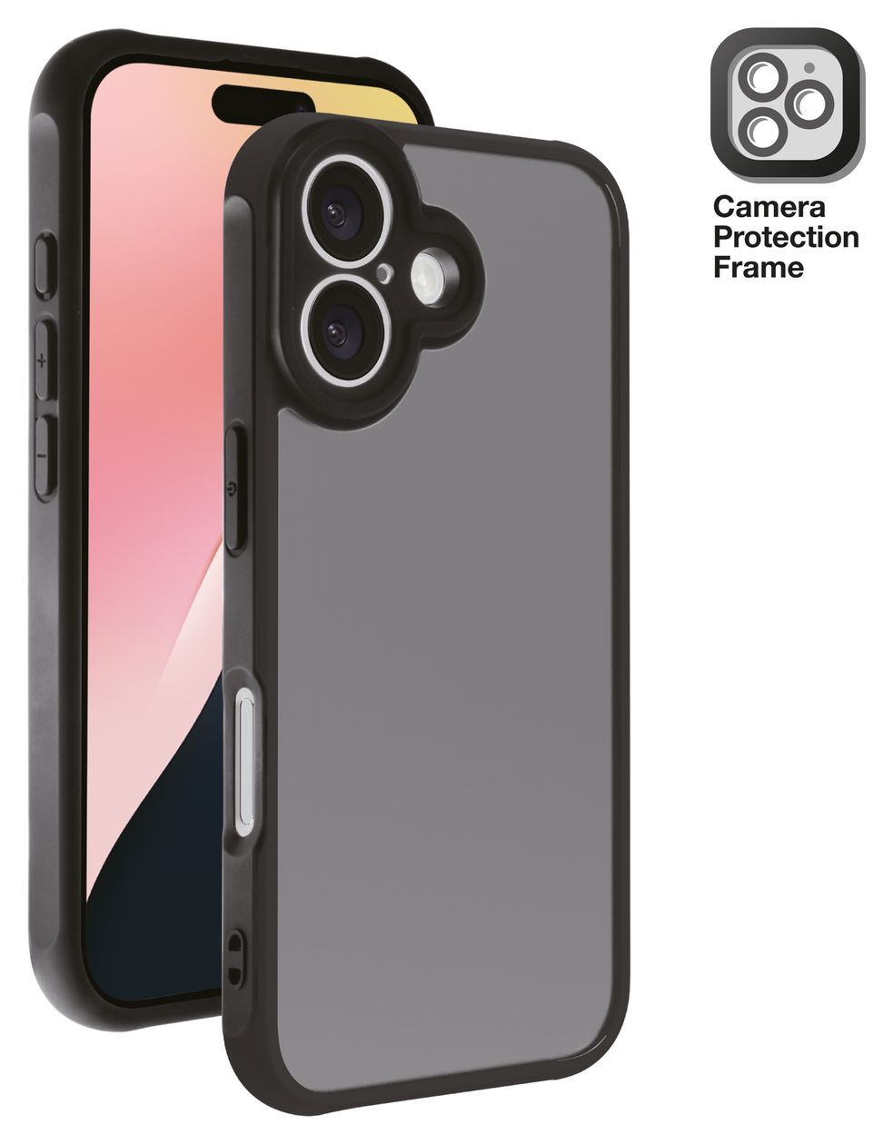 Frosted Cover für Apple iPhone 16 (Schwarz, Durchscheinend) 