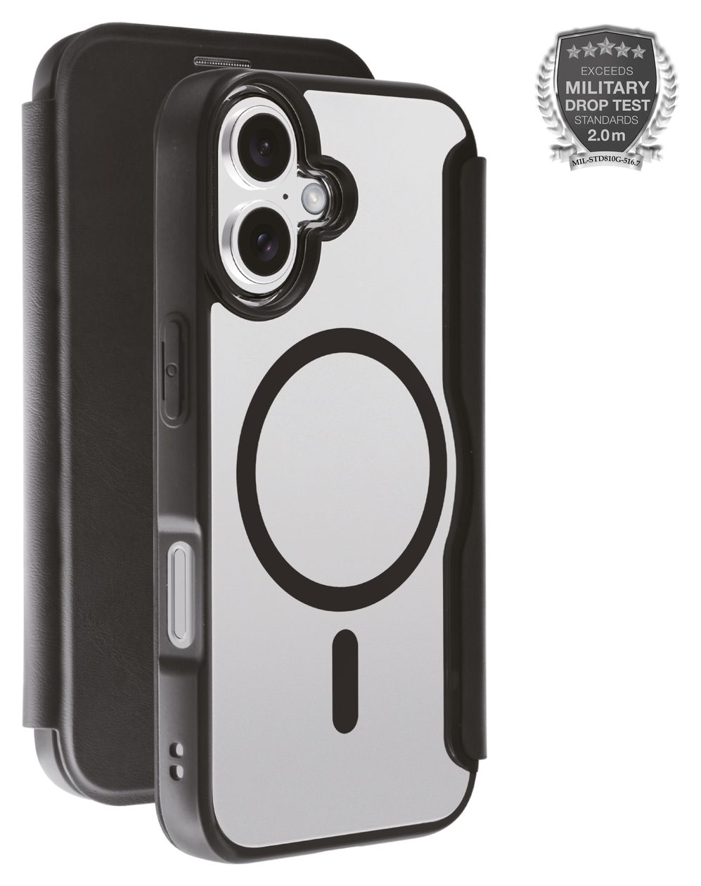 Mag Premium Wallet Geldbörsenhülle für Apple iPhone 16  (Schwarz) 