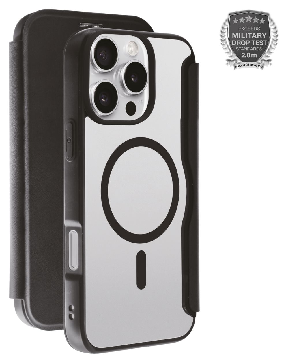 Mag Premium Wallet Geldbörsenhülle für Apple iPhone 16 Pro Max  (Schwarz) 