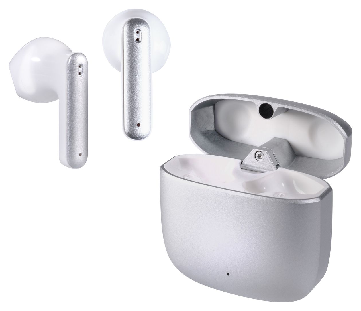 Metal Pair In-Ear Bluetooth Kopfhörer Kabellos TWS 4,5 h Laufzeit (Silber) 