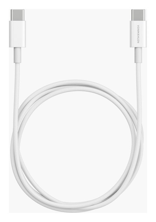 CCA00001 Rundkabel USB C auf USB C Männlich bis 60 W 1 m  (Weiß) 