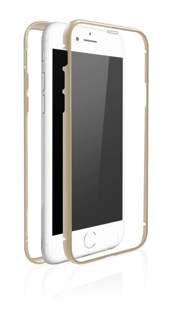 360 Grad Glass Cover für Apple iPhone 7/8  (Gold, Transparent) 