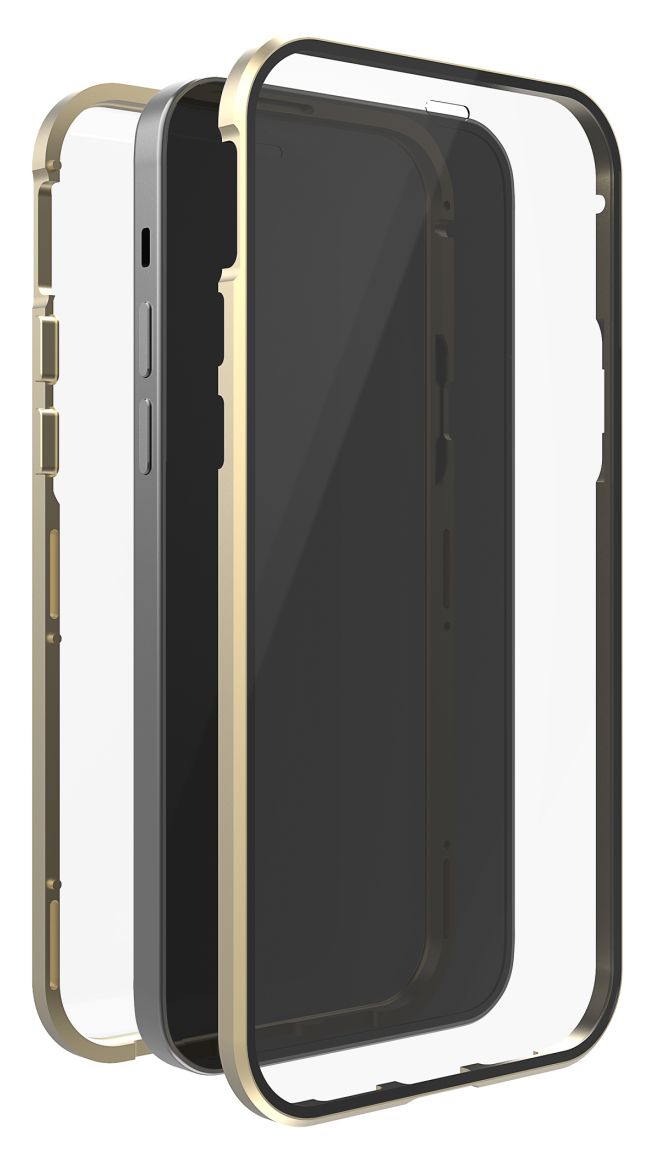 360° Glass Cover für Apple iPhone 14  (Gold, Transparent) 
