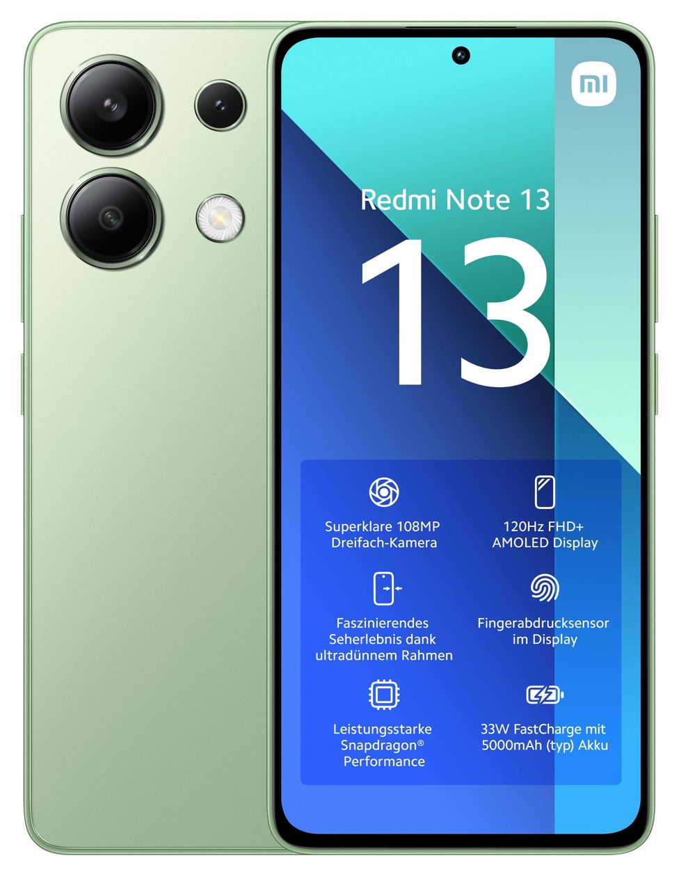 Note 13 128 GB 4G Smartphone 16,9 cm (6.67 Zoll) Android 108 MP Dreifach Kamera Dual Sim (Mint Green) 