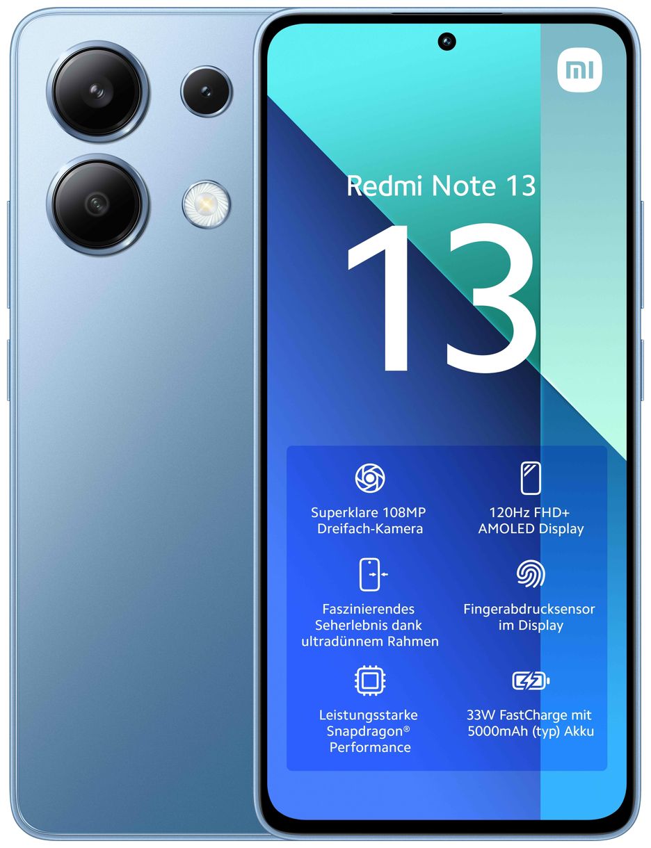 Redmi Note 13 4G Smartphone 16,9 cm (6.67 Zoll) 128 GB Android 108 MP Dreifach Kamera Dual Sim (Ice Blue) 