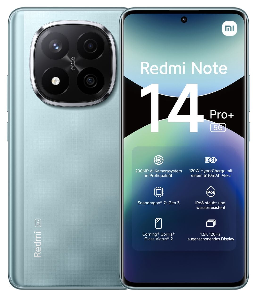 Redmi Note 14 Pro+ 256 GB 5G Smartphone 16,9 cm (6.67 Zoll) 200 MP Dreifach Kamera Dual Sim WiFi 6E (Frost Blue) 