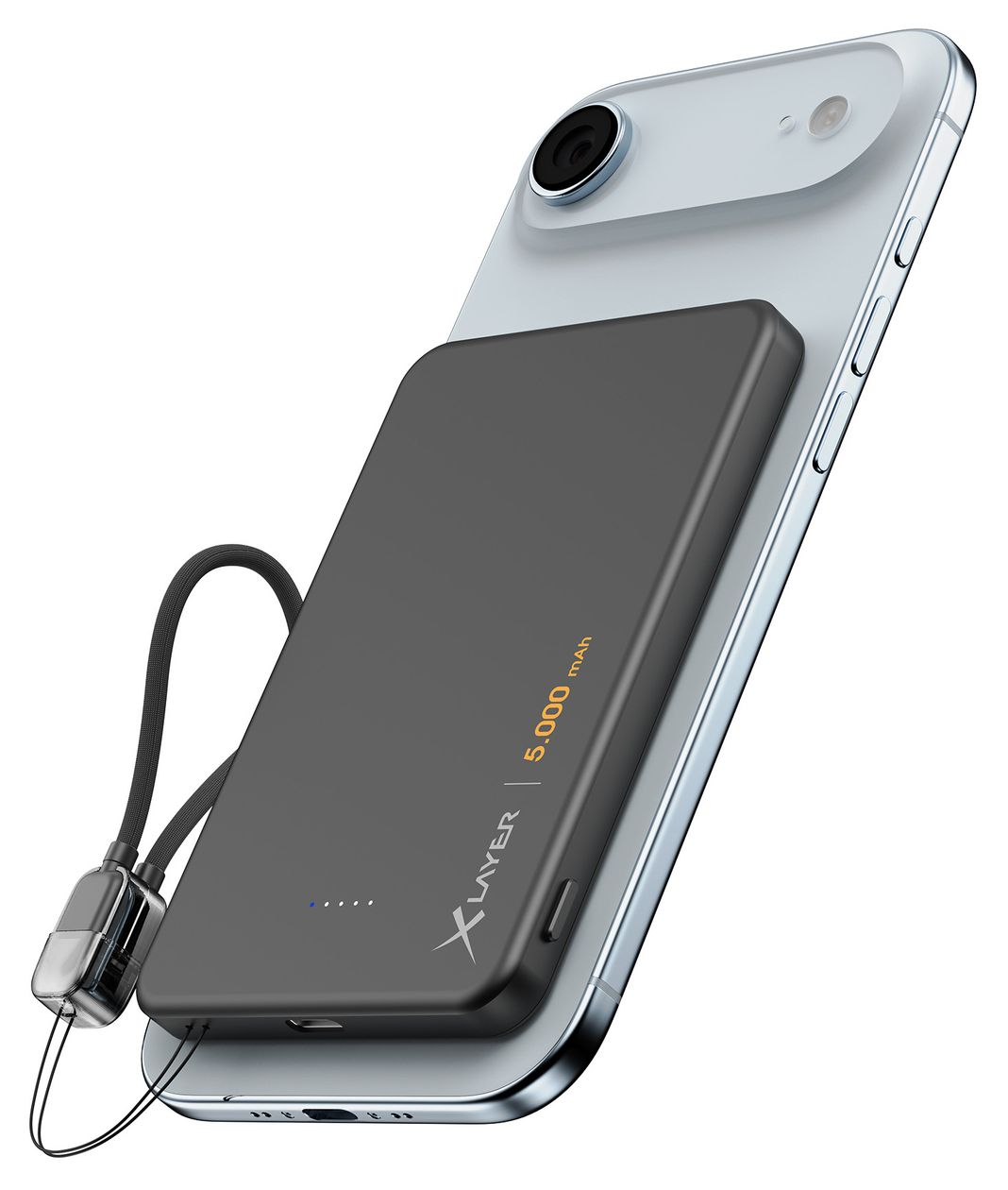MagFix Pro 5000 mAh Powerbank USB Typ-C Kabelloses Laden  (Schwarz) 