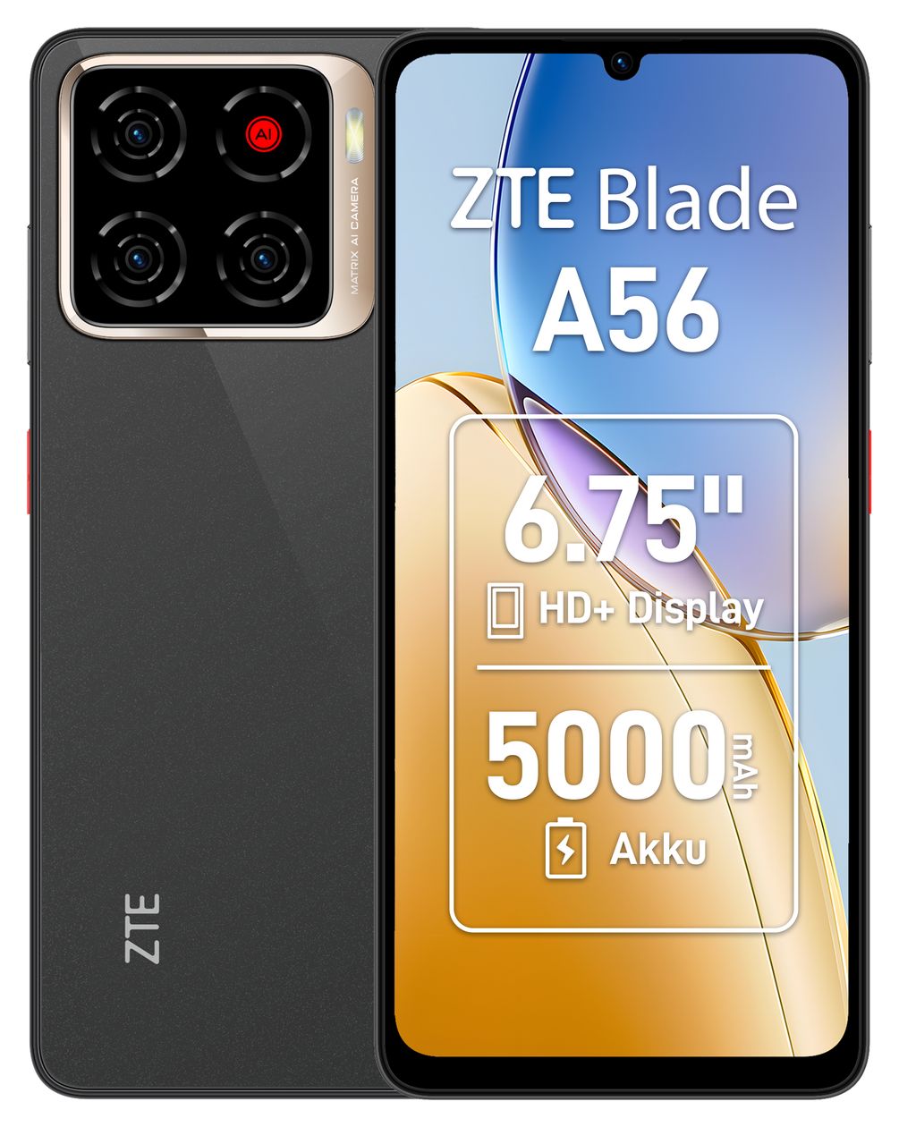 Blade A56 64 GB 4G Smartphone 17,1 cm (6.75 Zoll) 1,6 GHz Android 13 MP Dreifach Kamera Dual Sim WiFi 4 (Celestial Black) 