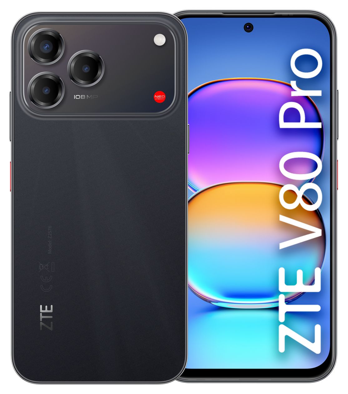 V80 Pro 256 GB 4G Smartphone 17,1 cm (6.75 Zoll) Android 108 MP Dreifach Kamera Dual Sim WiFi 5 (Feather Black) 