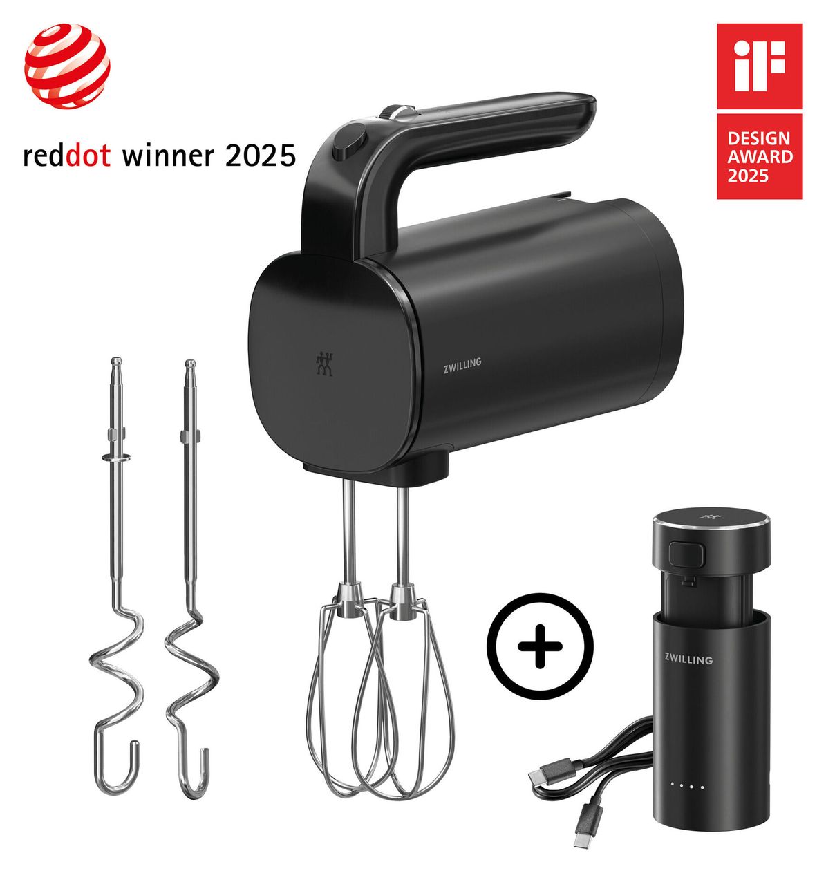 Xtend Kabelloses Handrührgerät Starter Set Handmixer 250 W 3 Stufen  (Schwarz) 