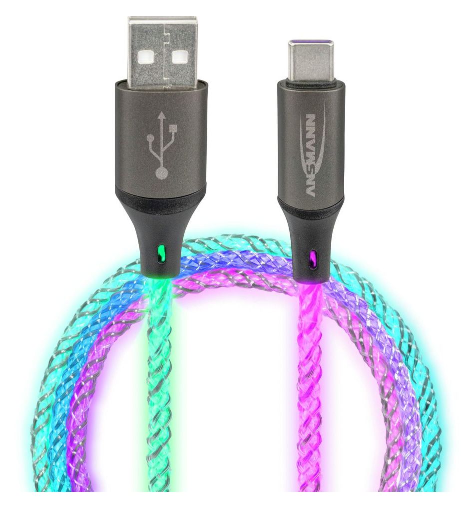 1700-0158 0,48 Gbit/s Stecker Rundkabel USB A auf USB C bis 60 W 1 m  (Mehrfarbig) 