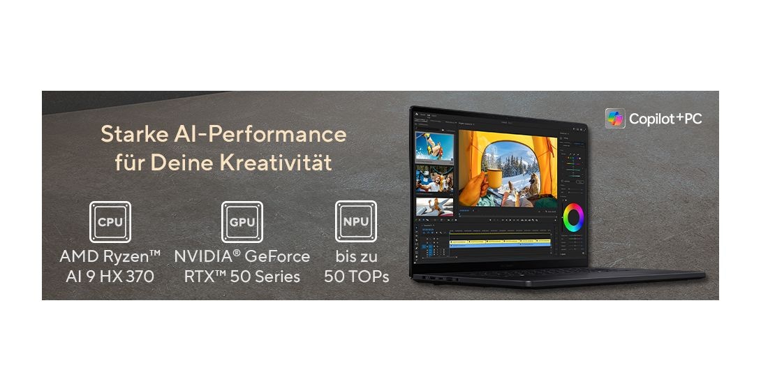 H7606WP-SR271W 2K Ultra HD Notebook 40,6 cm (16 Zoll) 2880 x 1800 Pixel 1 TB SSD Windows 11 Home AMD Ryzen 9 max. 5,1 GHz  (Schwarz) 