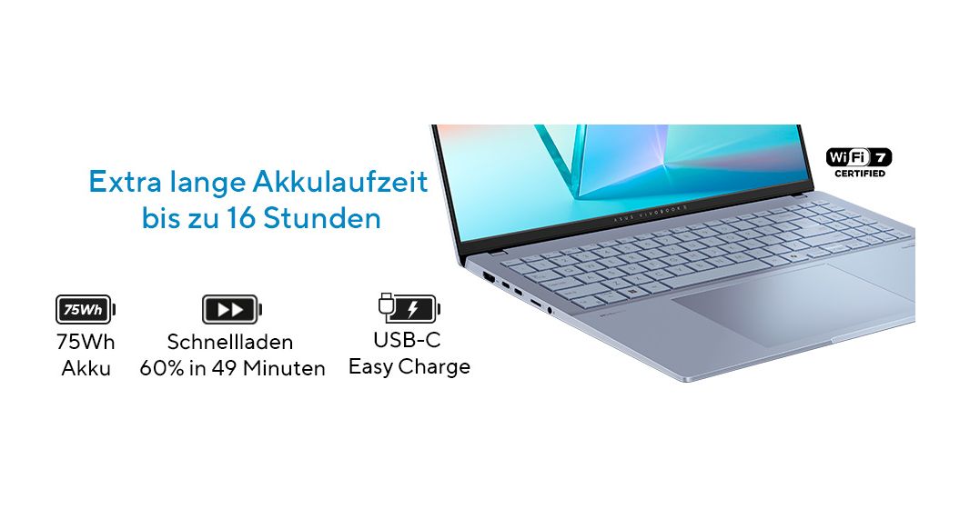 Vivobook S16 S5606CA-RI152W WQXGA+ Notebook 40,6 cm (16 Zoll) 2880 x 1800 Pixel 1 TB SSD Windows 11 Home Intel Core Ultra 7 max. 5,1 GHz  (Schwarz) 