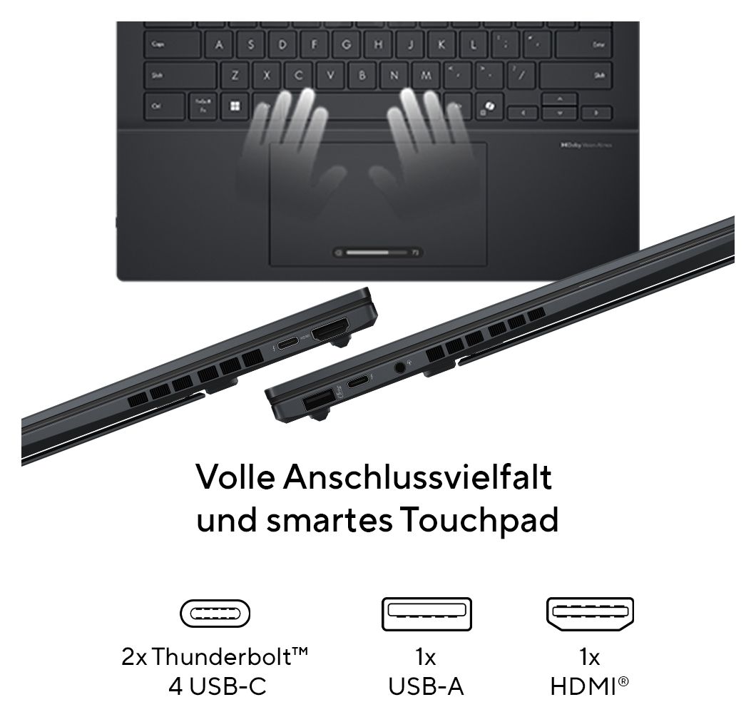 Zenbook Duo UX8406CA-QL331W WUXGA Notebook 35,6 cm (14 Zoll) 1920 x 1200 Pixel 1 TB SSD Windows 11 Home Intel Core Ultra 9 max. 5,4 GHz  (Grau) 