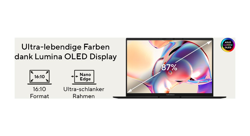 Zenbook UM3406KA-QD041W WUXGA Notebook 35,6 cm (14 Zoll) 1920 x 1200 Pixel 512 GB SSD Windows 11 Home AMD Ryzen 5 max. 4,8 GHz  (Schwarz) 