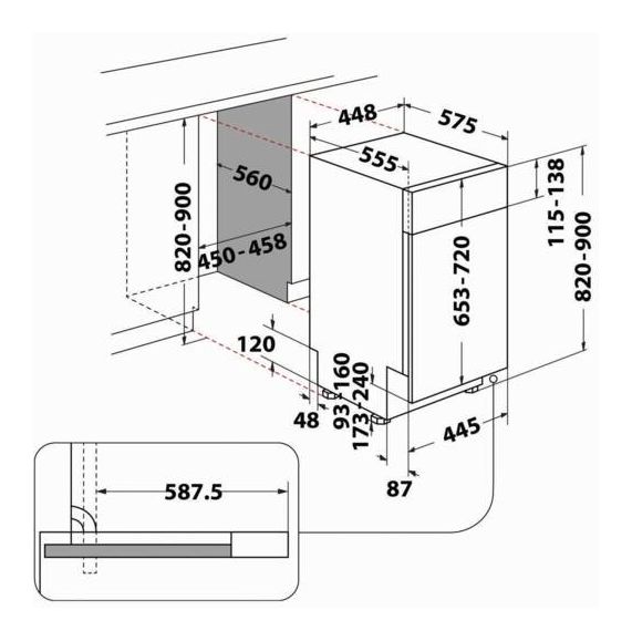 BKRPAS 45 cm Geschirrspüler vollintegriert (ohne Front) Sehr leise 10 Maßgedecke ActiveDry 