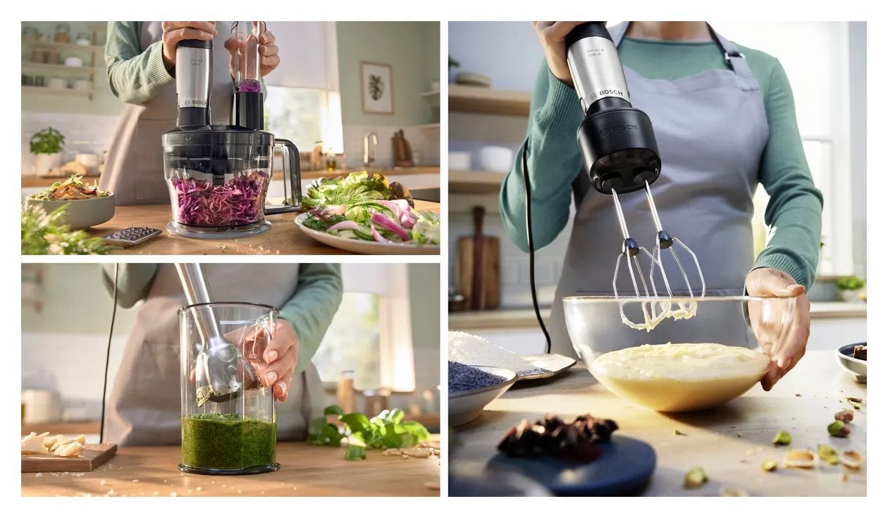 Seire 6 MSM6M874 ErgoMaster Stabmixer 1200 W (Schwarz, Edelstahl, Transparent) 