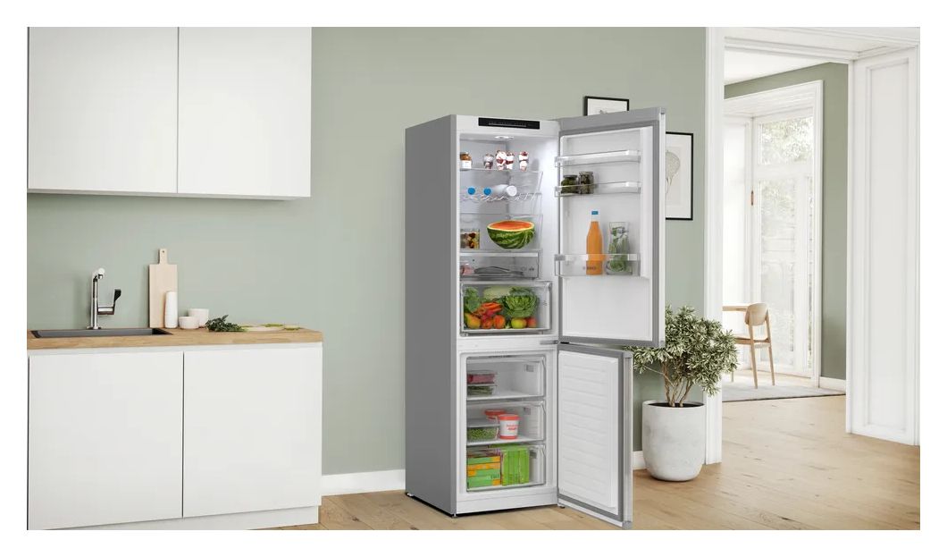 Serie 4 KGN362LAF 218 l / 103 l Kühl-Gefrierkombi freistehend NoFrost 111 kWh Jahr  (Metallisch) 
