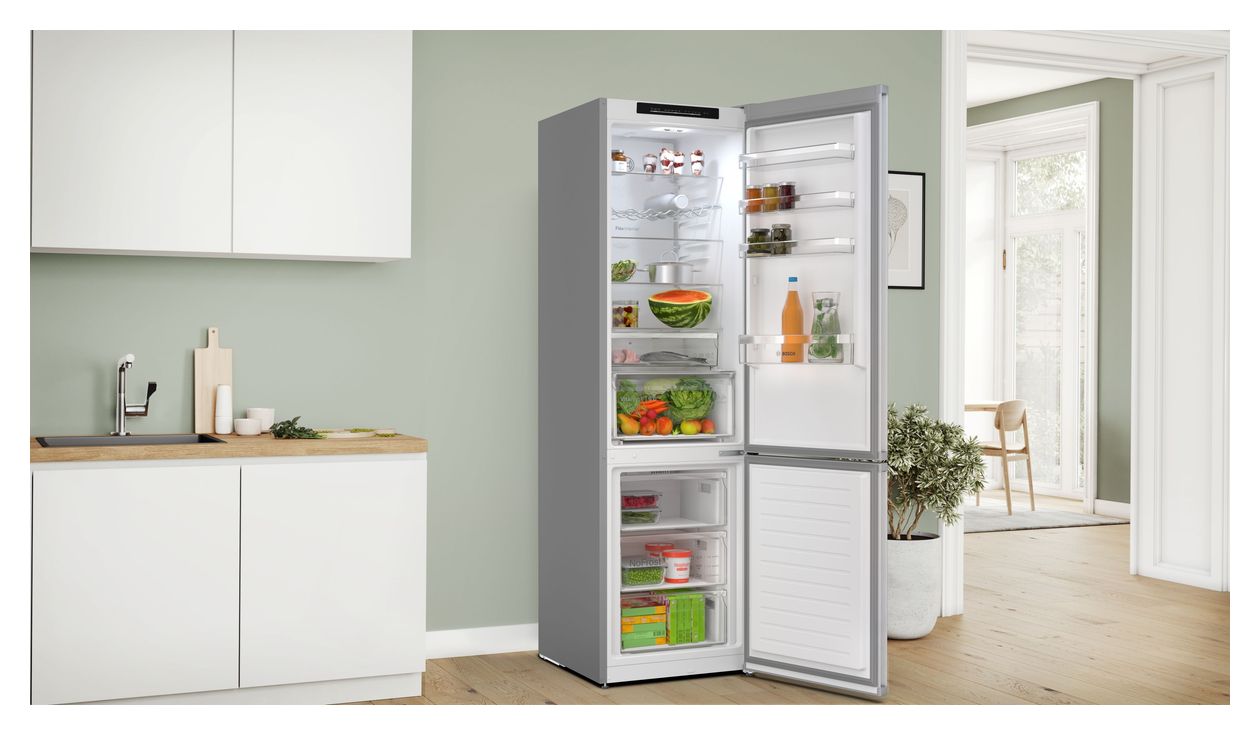 Serie 4 KGN392LAG 260 l / 103 l Kühl-Gefrierkombi freistehend NoFrost 112 kWh Jahr  (Metallisch) 