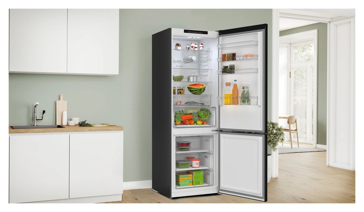 Serie 4 KGN492XCF 311 l / 129 l Kühl-Gefrierkombi freistehend NoFrost 178 kWh Jahr  (Schwarz, Edelstahl) 