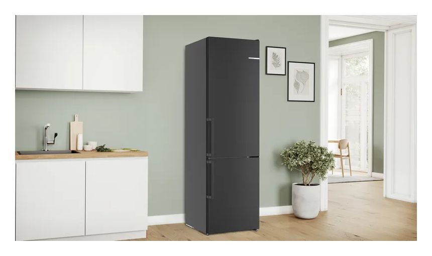 Serie 4 MKK69GNXAO (KGN39VXAU + KSZGGM00) 260 l / 103 l Kühl-Gefrierkombi freistehend NoFrost 104 kWh Jahr (Schwarz, Gebürsteter Stahl) 