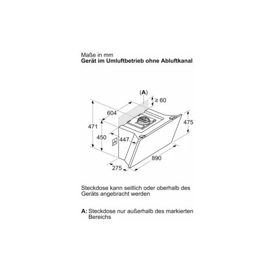 Serie 8 DWK91LT60 Umluft Dunstabzugshaube/Esse Wand 90 cm (Schwarz) 