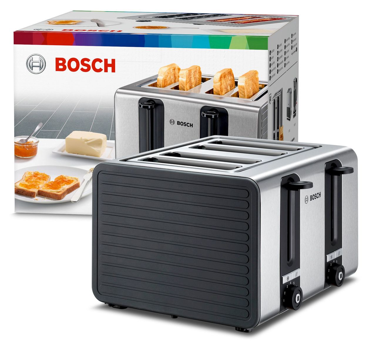 TAT7S45 Toaster 1800 W 4 Scheibe(n)  (Schwarz, Edelstahl) 