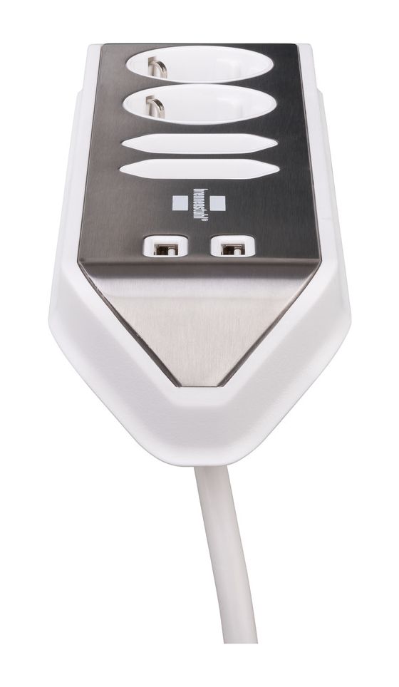 estilo Ecksteckdosenleiste 4-fach 2 m  (Silber/Weiß) 