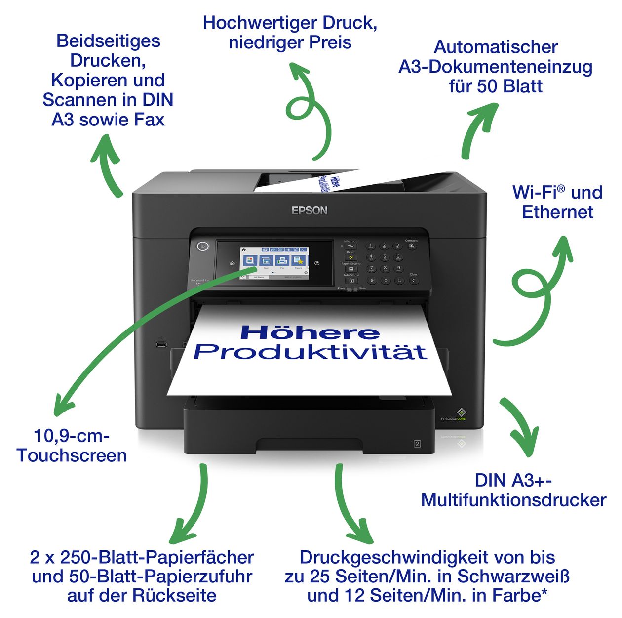 WorkForce Pro WF-7840DTWF All in One A3 Tintenstrahl Drucker 4800 x 2400 DPI 