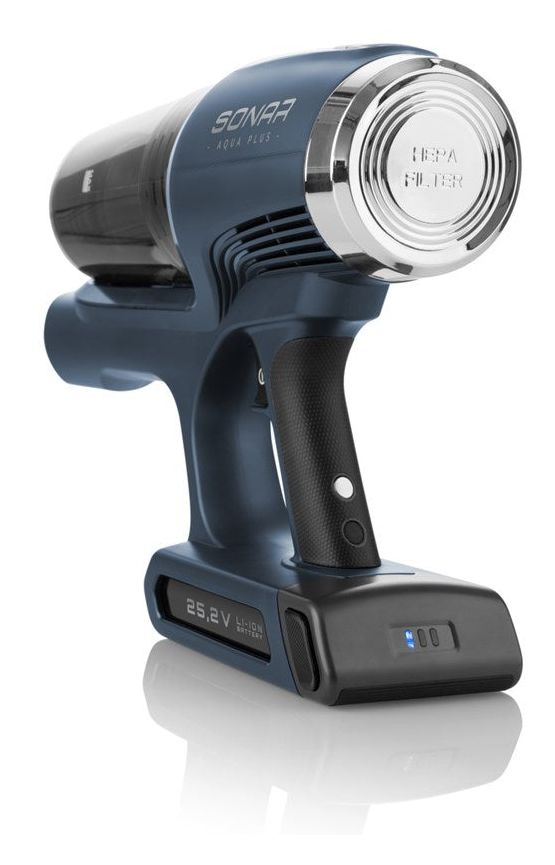 Sonar Aqua Plus Handstaubsauger Beutellos bis 40 min Laufzeit 25,2 V HEPA  (Blau) 