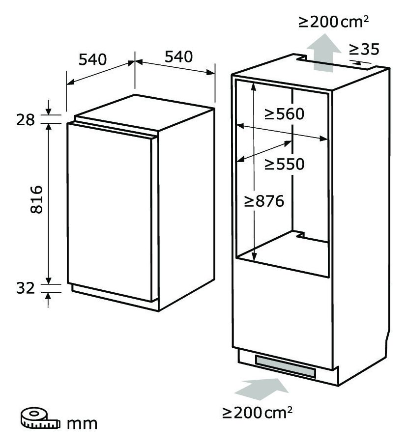 EKS131-4-E-040D 114 l 87,6 cm Einbaukühlschrank EEK: D 114 kWh Jahr 