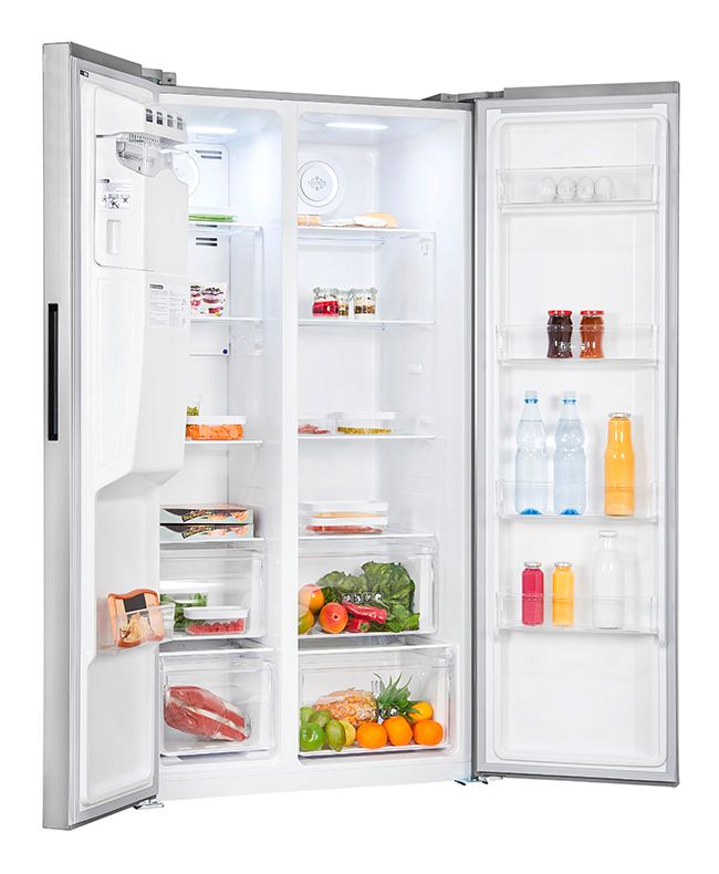 SBS520-CF-040E Side-by-Side Kühl-/ Gefrierkombination 344 l / 169 l 306 kWh NoFrost 1775 mm x 910 mm  (Schwarz, Edelstahl) 