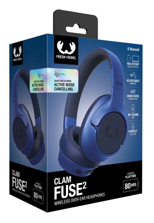 Clam Fuse 2 Bluetooth Kopfhörer kabellos 50 h Laufzeit  (Blau) 