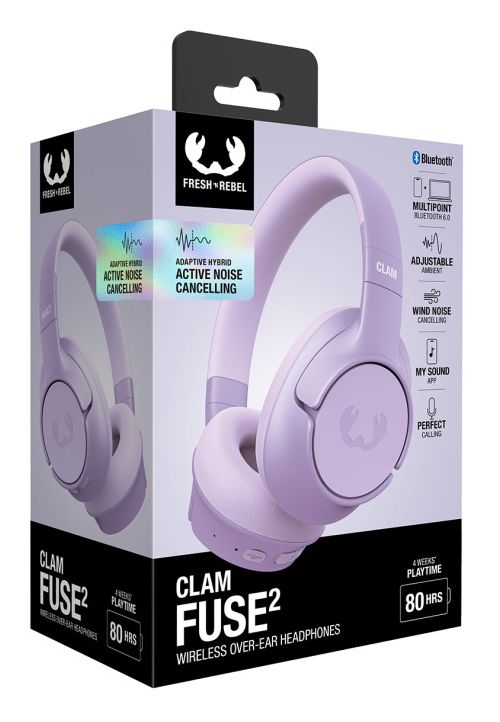 Clam Fuse 2 Bluetooth Kopfhörer kabellos 50 h Laufzeit  (Lila) 