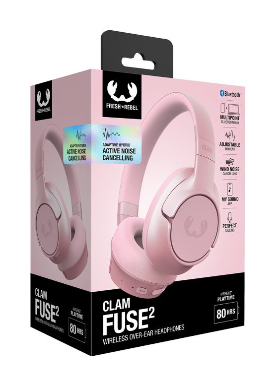 Clam Fuse 2 Bluetooth Kopfhörer kabellos 50 h Laufzeit  (Pink) 