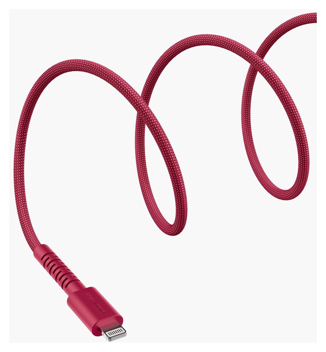 FlexWave Rundkabel Lightning auf USB C Männlich 2 m  (Rot) 