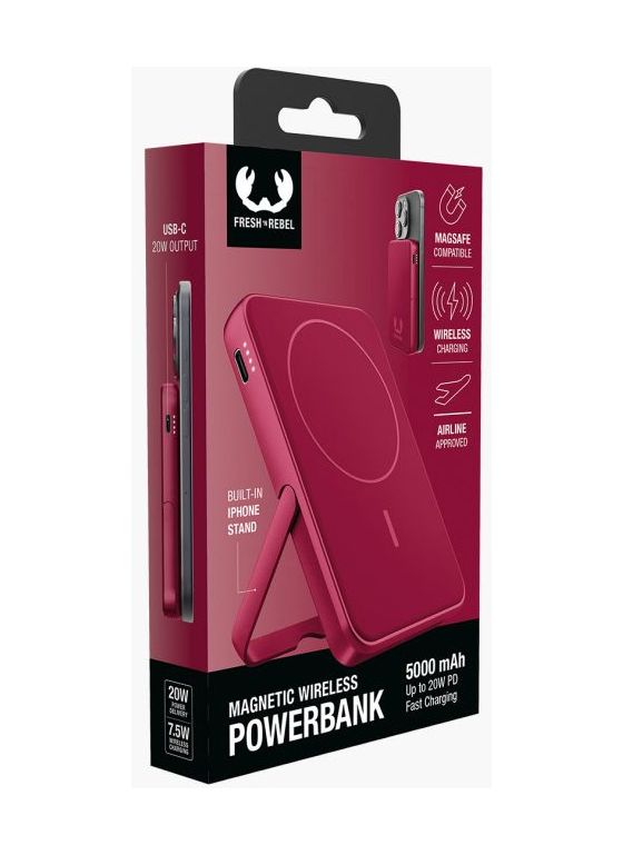 Wireless Magnetic 5000 mAh Powerbank USB Typ-C Kabelloses Laden  (Rot) 