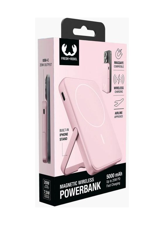 Wireless Magnetic 5000 mAh Powerbank USB Typ-C Kabelloses Laden  (Pink) 
