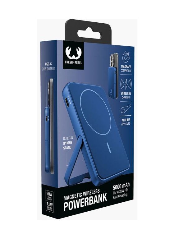 Wireless Magnetic 5000 mAh Powerbank USB Typ-C Kabelloses Laden  (Blau) 