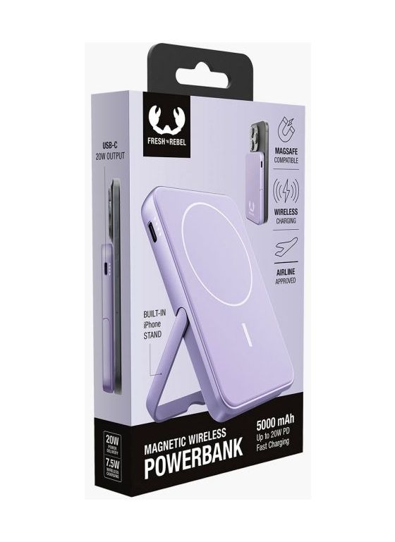 Wireless Magnetic 5000 mAh Powerbank USB Typ-C Kabelloses Laden  (Lila) 