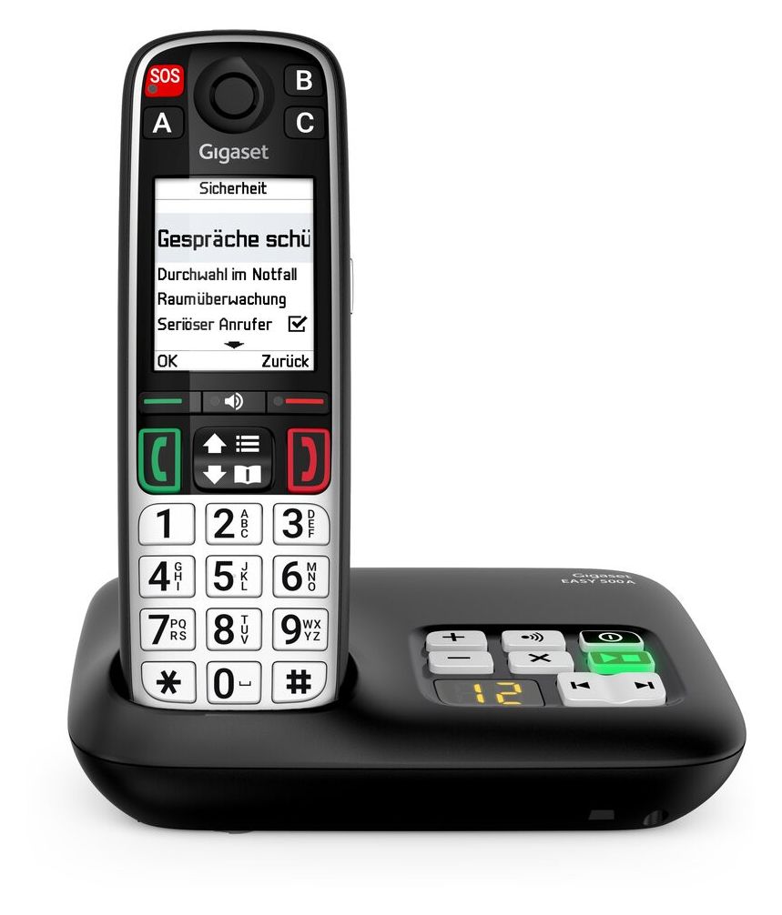 Easy 500A Analoges/DECT-Telefon  (Schwarz, Silber) 