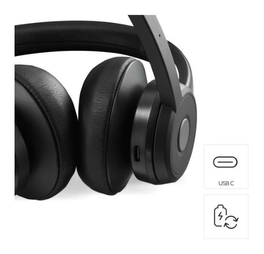 139938 BT700 Casque Ohraufliegender Bluetooth Kopfhörer kabellos 40 h Laufzeit USB Typ-C  (Schwarz) 