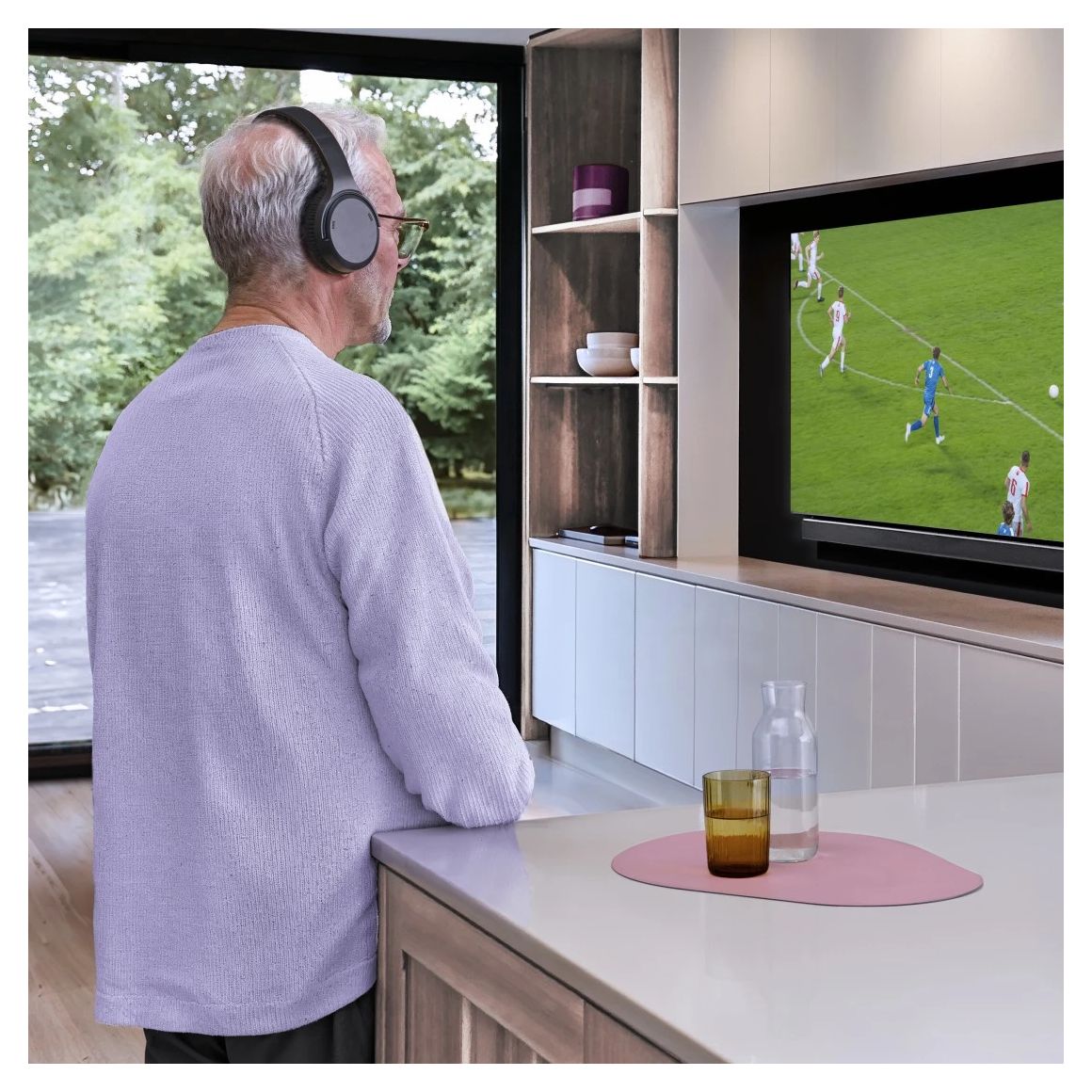 221847 Fernseh Over Ear Bluetooth Kopfhörer kabelgebunden&kabellos 16 h Laufzeit  (Schwarz) 