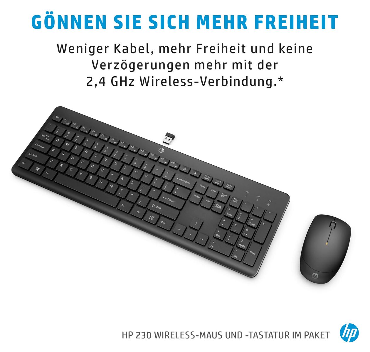 230 Büro Tastatur RF Wireless 2.4 GHz  (Schwarz) 