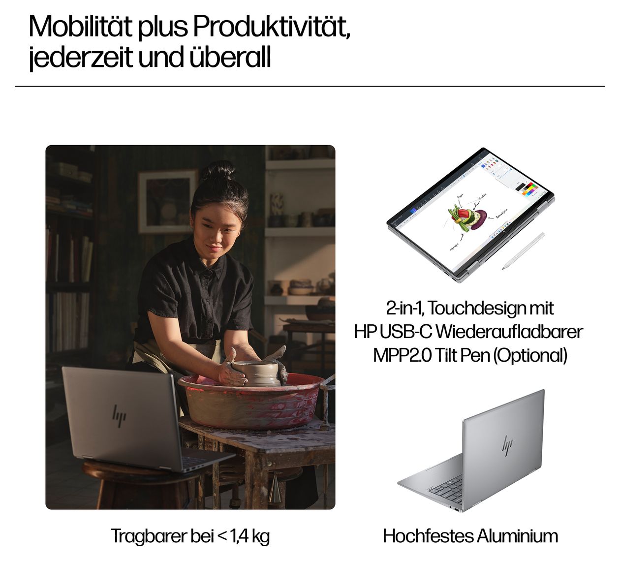 Envy 14-fa0657ng 2K Ultra HD Notebook 35,6 cm (14 Zoll) 1920 x 1200 Pixel 16 GB Ram 512 GB SSD Windows 11 Home AMD Ryzen 5 max. 4,9 GHz intern  (Silber) 