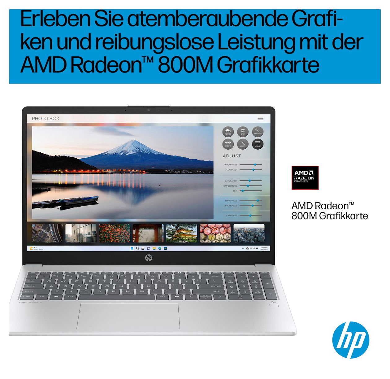 OmniBook 3 15-fn0653ng Full HD Notebook 39,6 cm (15.6 Zoll) 1920 x 1080 Pixel 16 GB Ram 1 TB SSD Windows 11 Home AMD Ryzen 5 max. 4,5 GHz intern  (Silber) 