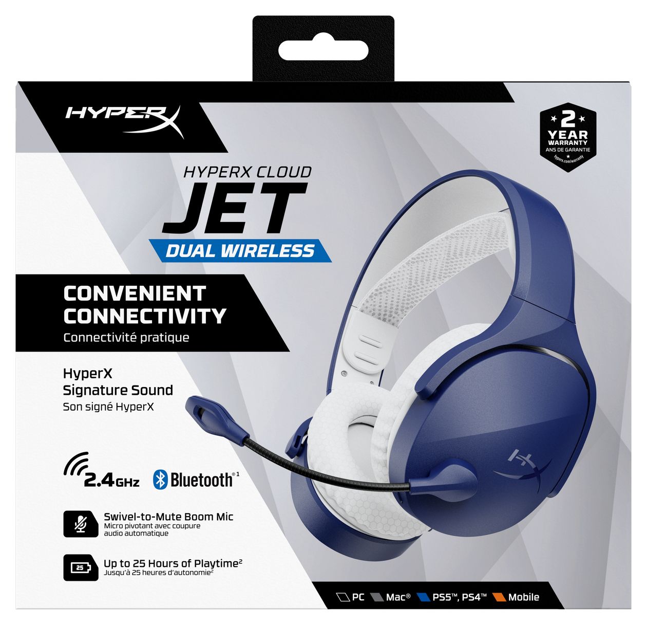 Cloud Jet Wireless Gaming-Headset Over Ear Bluetooth Kopfhörer kabellos USB Typ-A  (Blau) 