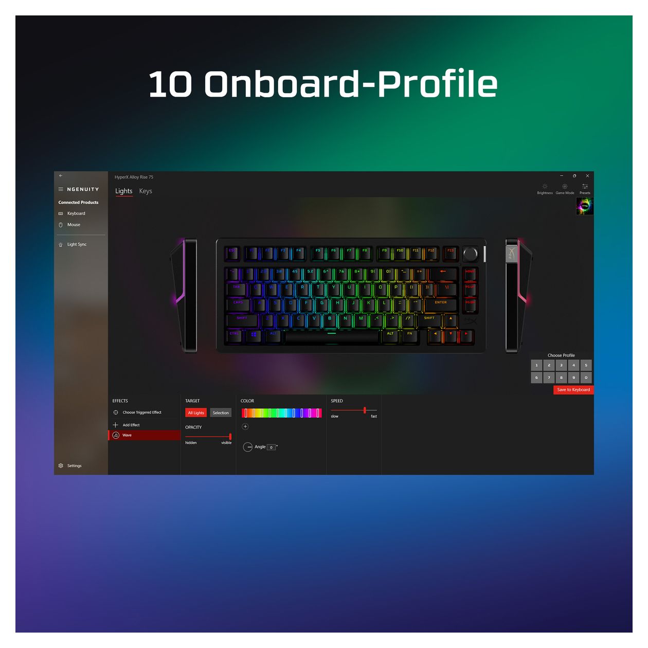 HyperX Alloy Rise 75 Gaming RGB-LED Gaming Tastatur USB  (Schwarz) 