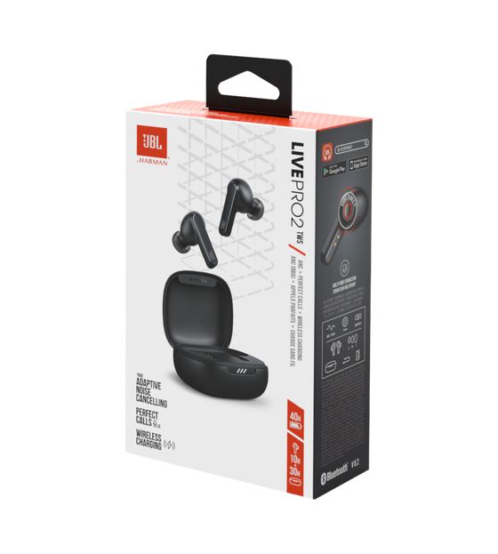 Live Pro 2 In-Ear Bluetooth Kopfhörer kabellos TWS 10 h Laufzeit IPX5 USB Typ-C  (Schwarz) 