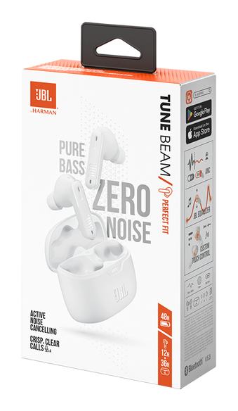 JBL Tune Beam In-Ear Bluetooth Kopfhörer Kabellos TWS 48 h Laufzeit IP54 ( Weiß) von expert Technomarkt